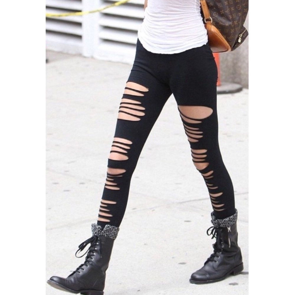 Sale! Black Ripped Leggings